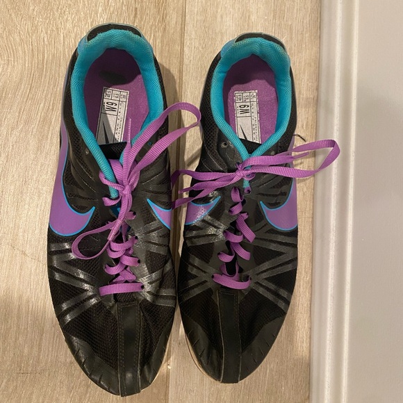 NIKE Track & Field JANA STR WFLE Black Purple Teal Running Shoes - Picture 3 of 7